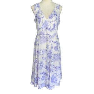 April Cornell Sleeveless Cotton Dress S White Blue Floral Cottagecore Coquette